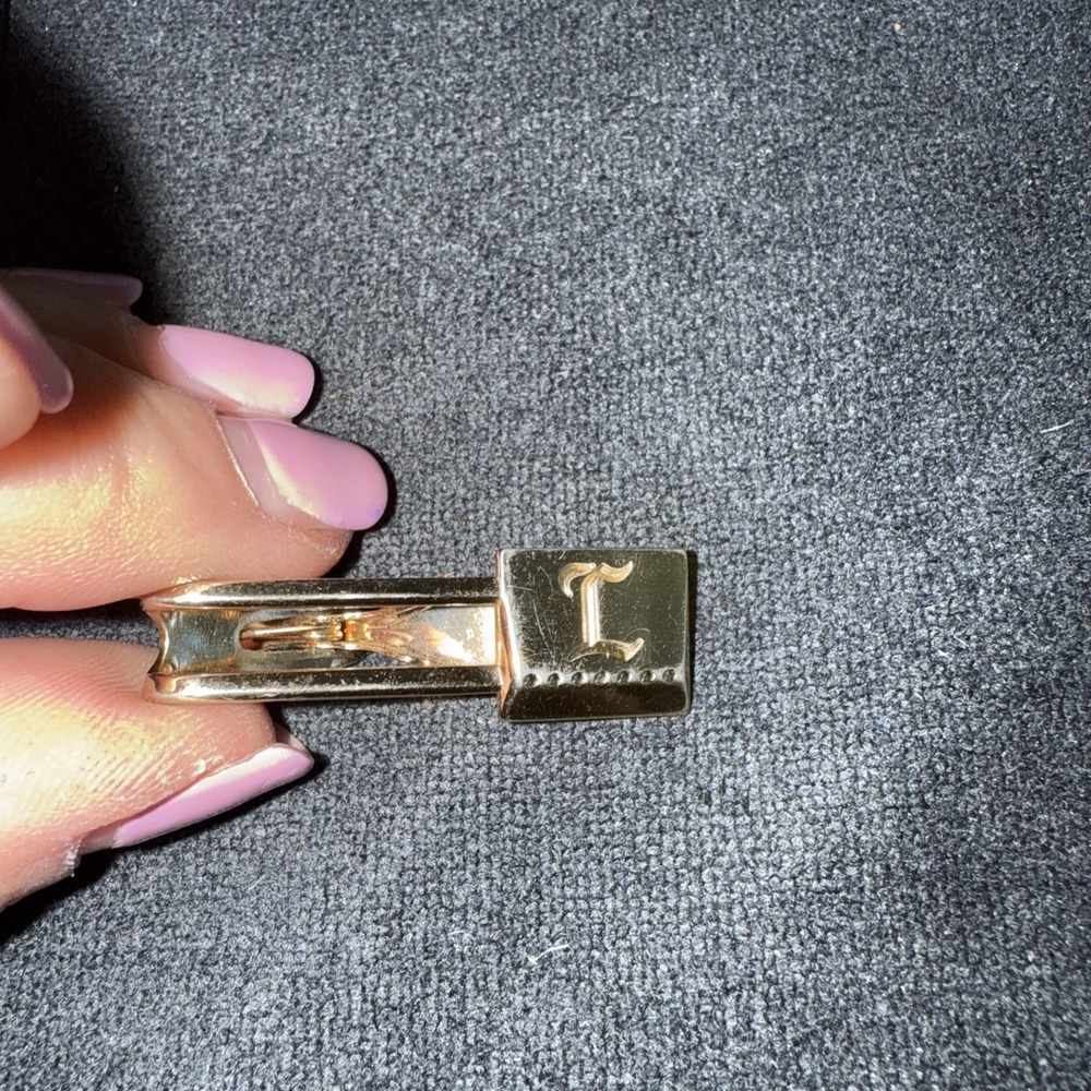 Vintage Hickok USA Gold & Silver‎ Tone Engraved L Tie Clip.   4478